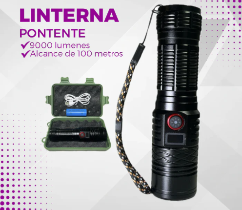 LINTERNA DE LUZ POTENTE REGULABLE - LINKMAX PREMIUM CON ESTUCHE VERDE Y CABLE CARGABLE